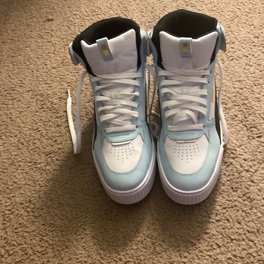 COOL TRENDY CHEAP puma blue white and black shoes